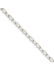 14k White Gold Polished Heart & X Bracelet