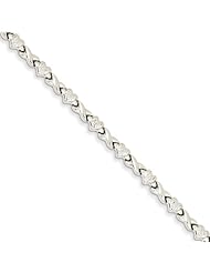 14k White Gold Polished Heart & X Bracelet
