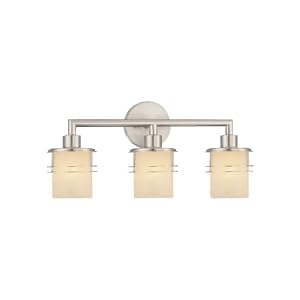 Metropol - 3 Light Bathroom Vanity Lighting Fixture - Brushed Nickel - Cream Glacier Glass... by Dolan Designs