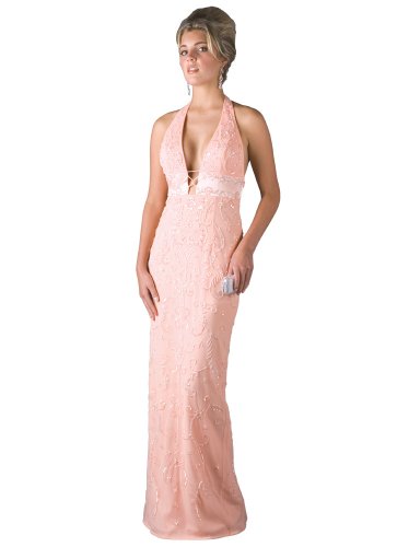Formal Evening Gown. Beaded Halter Dress for Prom, Party, Wedding by Sean Collection