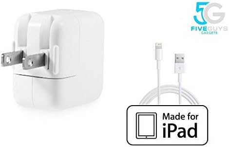 Five Guys Gadgets 12W6FT iPad Charger Kit, Includes 6' USB Lightning Charger &amp; 12W Wall Plug Adapter-Apple MFi Certified, Compatible with All Apple 8 Pin Products-iPad Mini, iPad Air, iPad Pro