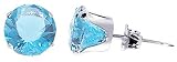 Sterling Silver 9 MM Round Aquamarine Cubic Zirconia Stud Post Friction Back Earrings