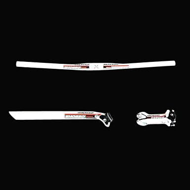 MOSSO MTB Aluminium Alloy White+Red Handlebar+Stem+Seatpost