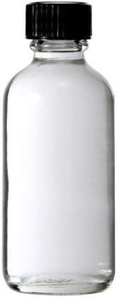 Boston Round 2 oz (60 ml) Glass Bottles W/ Poly Cone Lined Black Cap (240 Pcs, Clear/Flint)