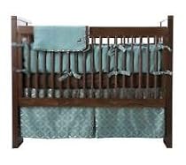 Fawn: Bedding Crib Sheet - Blue Moon - Blue/Chocolate