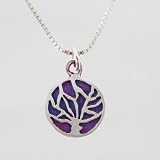 Sterling Silver Tree of Life Pendant with Patina Finish on 16" Box Chain, #9104