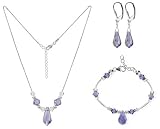 Lavender Swarovski Crystal Sterling Silver Bracelet Earrings 16' 18' 20' 22' 24' Necklace Jewelry Set