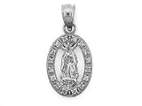 14K WHITE GOLD CHARM PENDANT W/DIAMONDS - GUADALUPE