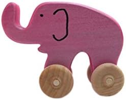 Handcrafted In Virginia Eco-Friendly Wood Toy Made With Non-Toxic Paint, Wooden Rolling Elephant Pink