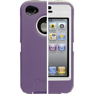 New OtterBox Defender Series Apple iPhone 4G White Plastic / Purple Silicone