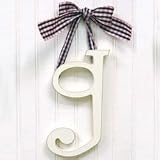 Wooden Hanging g: Blue Polka Dot Ribbon