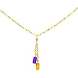 14K Gold Multi Gemstone Necklace 18