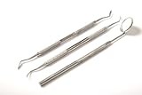 3 Pieces Set of Dental Mirror and Dental Scalers Excellent Quality Dental Instruments. Comes in a Black Pouch to Keep them safe after Use.