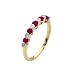 14K Two Tone Gold Round Ruby & Bezel Set Diamond Band Ring