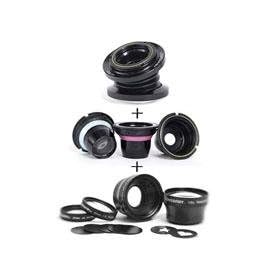 Lensbaby Muse Double Glass for Olympus 4/3 Mount SLR's Lens kit with Lensbaby Optic Kit - Lensbaby Accessary Kit with 0.6X Wide Angle / 1.6X Telephoto Macro Kit, & Creative Aperture Kit