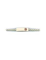 14K Yellow Gold Medical Alert ID Mariner Chain Bracelet - Length 7 Inch