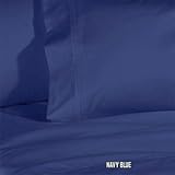 ELEGANCE Egyptian Cotton 800 Thread Count 7 - PC Solid Sheet and Duvet Cover Set Navy Blue - King