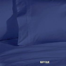 Hotel Concepts 450 Thread Count 100% Egyptian Cotton Solid Sateen Single Ply Yarn Navy Blue Queen.