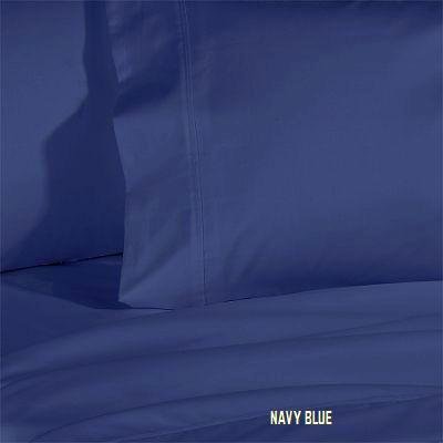 ELEGANCE Egyptian Cotton 600 Thread Count 8 - PC Solid Sheet and Duvet Cover Set Navy Blue - King