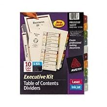 Avery Executive Ready Index Table/Contents Dividers, 10-Tab, 1-10, Letter, Assorted, 10 per Set (11277)