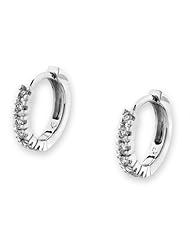 18K White Gold Channel Set Diamond Accents Huggie Earrings (0.12cttw, G-H Color, VS2-SI1 Clarity) Women Jewelry In Gift Box