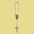 Our Lady of Guadalupe Auto Rosary - Faceted Clear Beads - 7" Length - Clasp