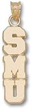 SMU Mustangs Solid 14K Gold Vertical ''SMU'' Pendant