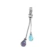 14K White Gold Briolette Blue Topaz, Briolette Amethyst and Diamond Pendant
