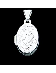 Sterling Silver Butterfly Oval Locket