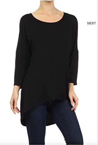Solid Loose Fit Hi Lo Women's Top (M, BLACK)