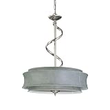 Buy Nuvo 60 2885 Three Light Pendant With Grey Fabric Shade And Frosted Diffuser,... by Nuvo