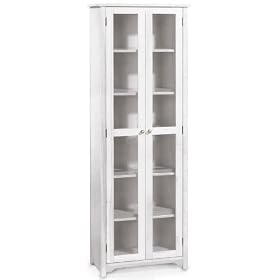 Oxford 24w 6 - shelf Bookcase With Glass Doors, SIX SHELF 24, WHITE