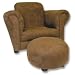 Brown Ultra-Suede Chair with Ottoman
