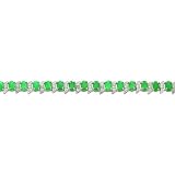 Sterling Silver 1/2 (.5) cttw Diamond & Emerald Fancy Link Bracelet 7"