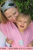 Baby K'Tan Baby Carrier Pink with Brown Stitching Extra Large