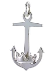Sterling Silver Mariners Cross Anchor w/ Crown Pendant Flawless Quality, 1 1/4 inch (31 mm) tall
