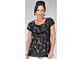 Petite R.Q.T. Split Decision Black & White Rose Mesh Top
