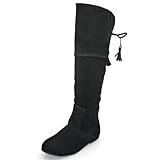 MQ23 Damen stylische Kniehohe - Stiefel mit kleinem Blockabsatz 55-01 Black Gr. 36