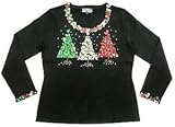 Apparel : HOLIDAY SALE - FREE SHIPPING! BEREK Black Christmas Sweater - Triple Merry Christmas Trees
