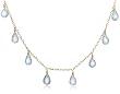 14k Yellow Gold, March Birthstone, Aquamarine Briolette Station Necklace, 16