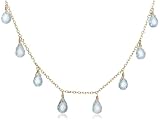 Image of 14k Yellow Gold, March Birthstone, Aquamarine Briolette Station Necklace, 16