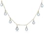 14k Yellow Gold, March Birthstone, Aquamarine Briolette Station Necklace, 16"