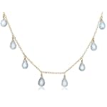 SAVE $58.01 - 14k Yellow Gold, March Birthstone, Aquamarine Briolette Station Necklace, 16" $178.99