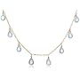 14k Yellow Gold, March Birthstone, Aquamarine Briolette Station Necklace, 16"