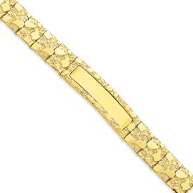 14k 12.0mm Nugget ID Bracelet – 7 Inch – Box Clasp
