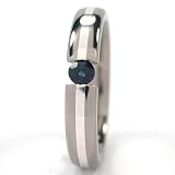 New 4mm Titanium Tension Set Ring w/ Silver Inlay, Sapphire Bands, Free Sizing 4.5-11