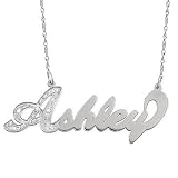 14K White or Yellow Gold 18 Diamond Name Necklace