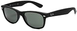 Ray-Ban RB2132 New Wayfarer  Sunglasses, Black Frame/Green Lens, 52 mm