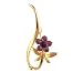 Jewelry : Gold Tone Decorative Purple Rhinestone Flower Pin Brooch