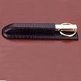 IMAGE OF Brown Crocodile Leather Letter Opener/Scissors Library Set